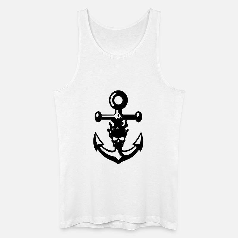 Anker und Schädel - Männer Bio Tank Top - Weiß