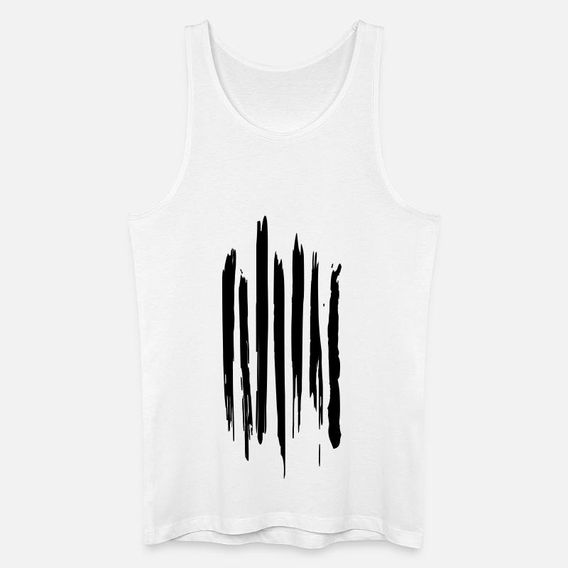 Schwarz-weiße Pinselstriche - Männer Bio Tank Top - Weiß