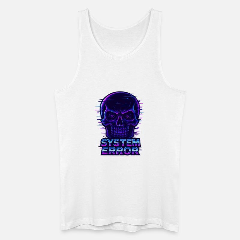 Neon Glitch Schädel mit Systemfehlertext - Männer Bio Tank Top - Weiß