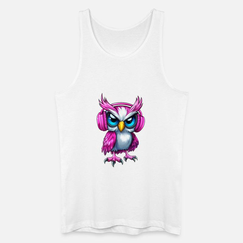 pink rosa lila Eule mit Kopfhörer :) - Männer Bio Tank Top - Weiß