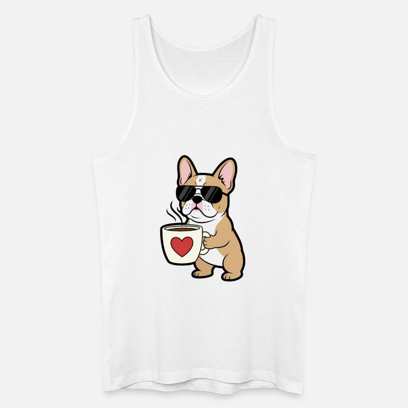 Bulldogge Hund Kaffee Comic - Männer Bio Tank Top - Weiß