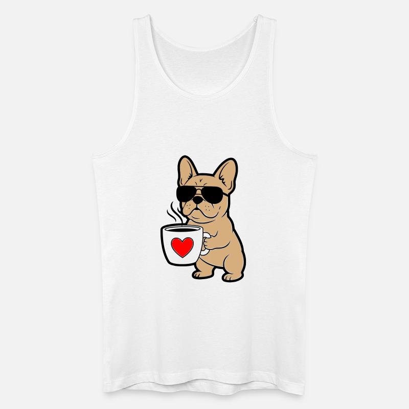 Frenchie Hund Kaffee Comic - Männer Bio Tank Top - Weiß