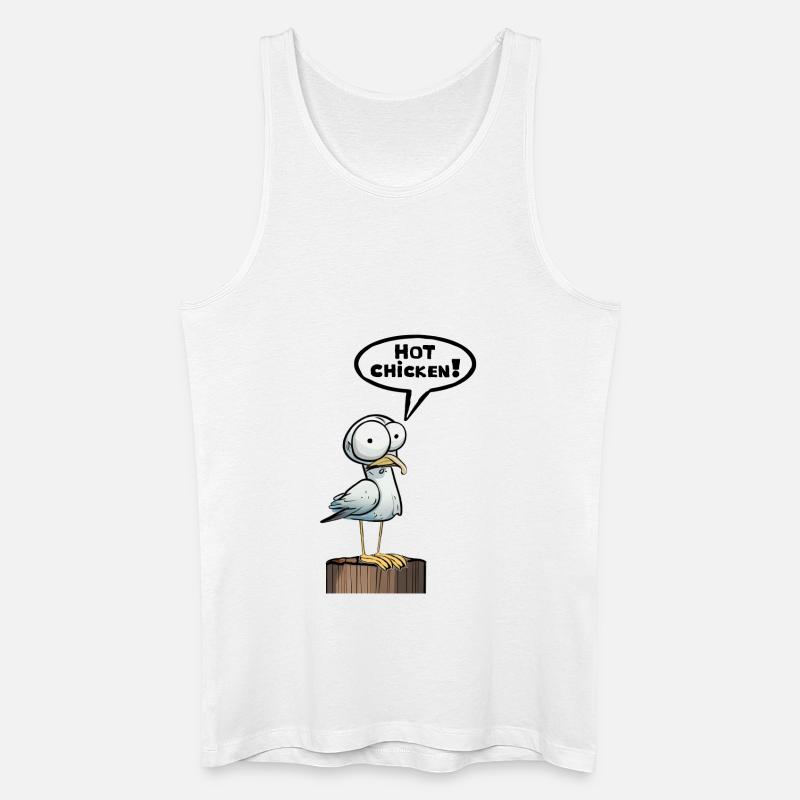 Möwe Sprechblase Hot Chicken - Männer Bio Tank Top - Weiß