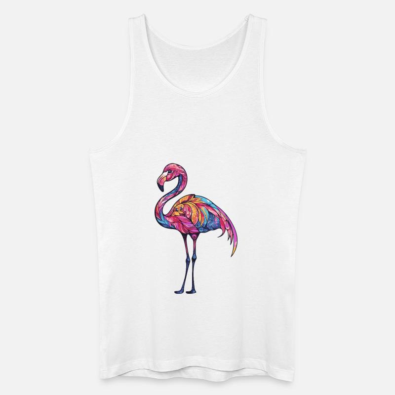 Flamingo Bunt - Männer Bio Tank Top - Weiß