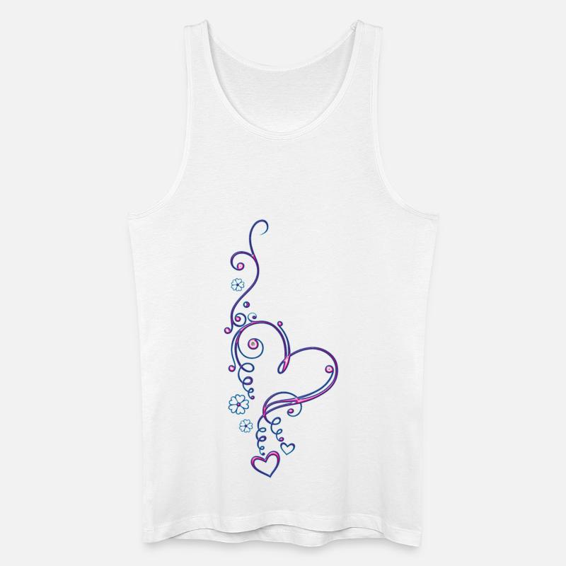 Herz mit Blumen, Liebe, pink blue - Männer Bio Tank Top - Weiß