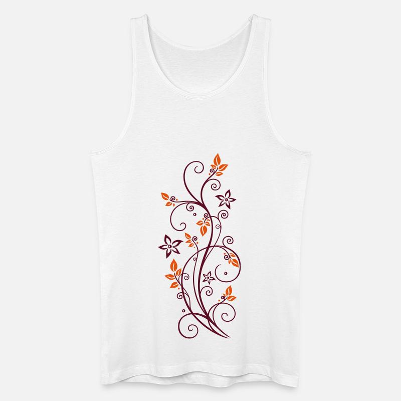 Filigrane Ranke mit Blättern und Blumen. - Männer Bio Tank Top - Weiß