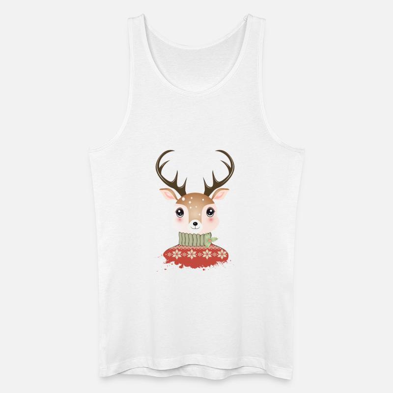 niedlicher schicker Hirsch mit Weihnachtspullover - Männer Bio Tank Top - Weiß
