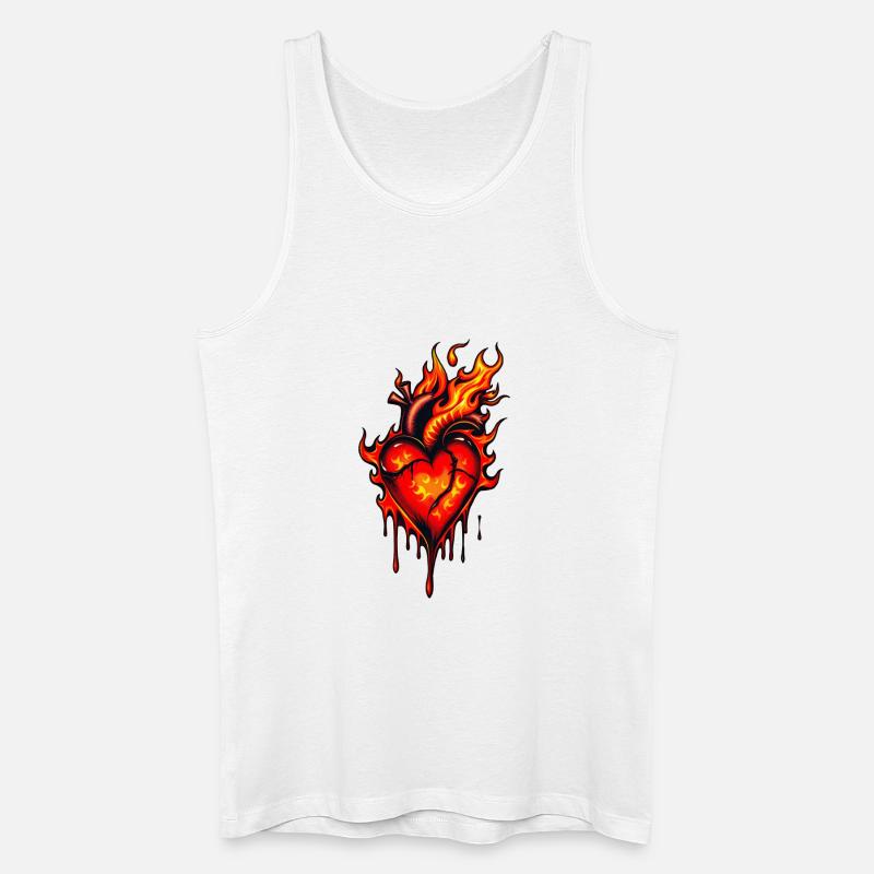 Flammendes Herz. - Männer Bio Tank Top - Weiß