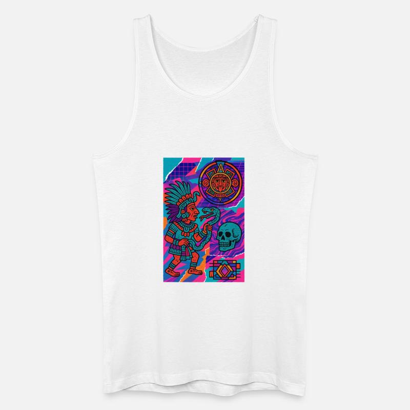 Aztekischer Krieger und Symbole - Männer Bio Tank Top - Weiß