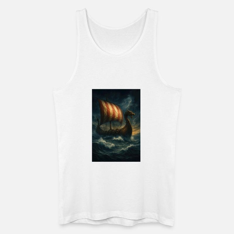 Wikinger-Schiff im Sturm - Männer Bio Tank Top - Weiß