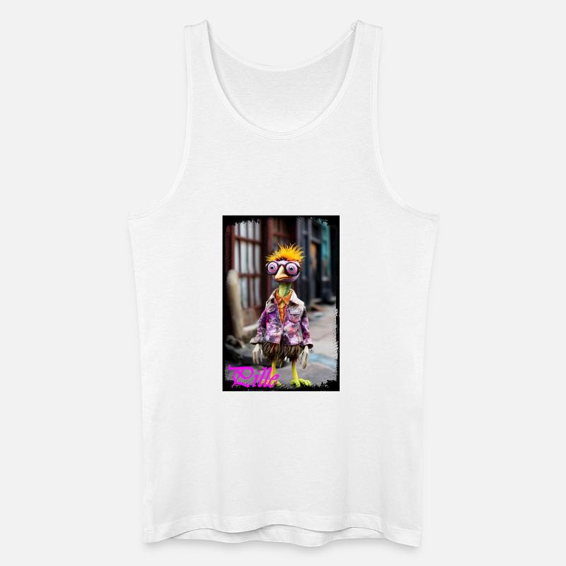 Vogel-Schmuckfigur Puppe mit bunter Jacke - Männer Bio Tank Top - Weiß