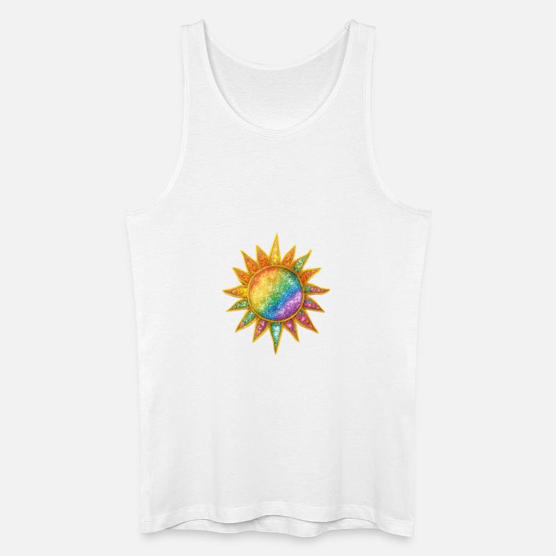 Regenbogen Sunburst Kosmische Anstecknadel - Männer Bio Tank Top - Weiß