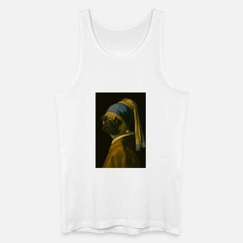 Pug mit Perlenohrring im Mona-Lisa Stil - Männer Bio Tank Top - Weiß