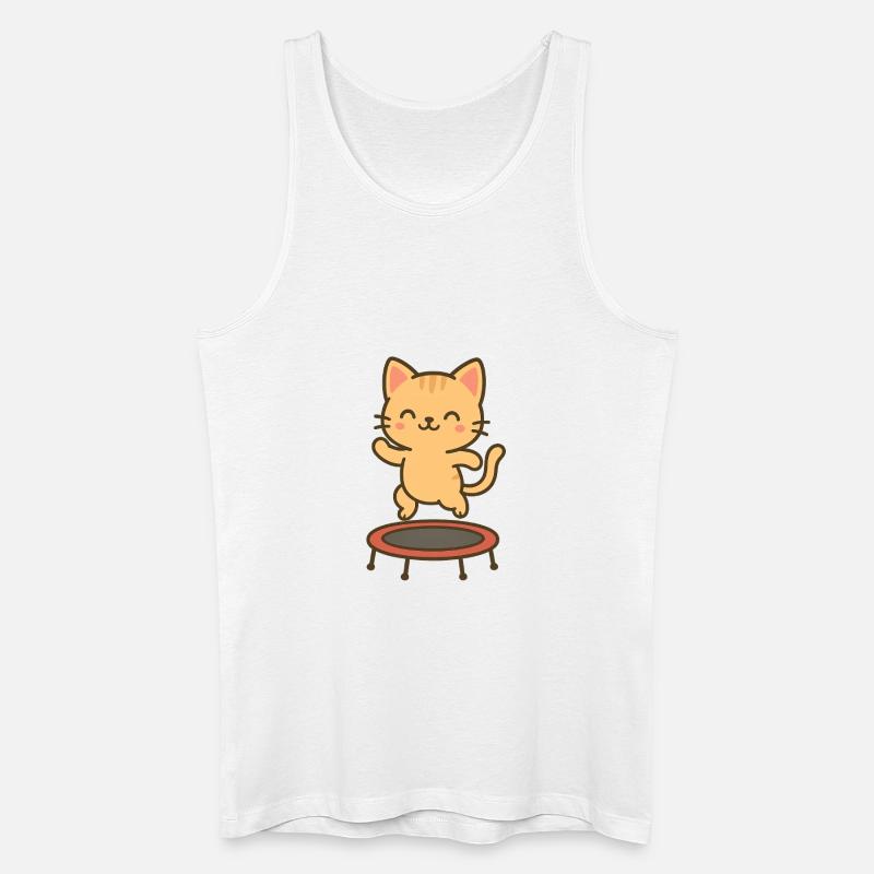 Fröhliches Kätzchen auf Trampolin - Männer Bio Tank Top - Weiß