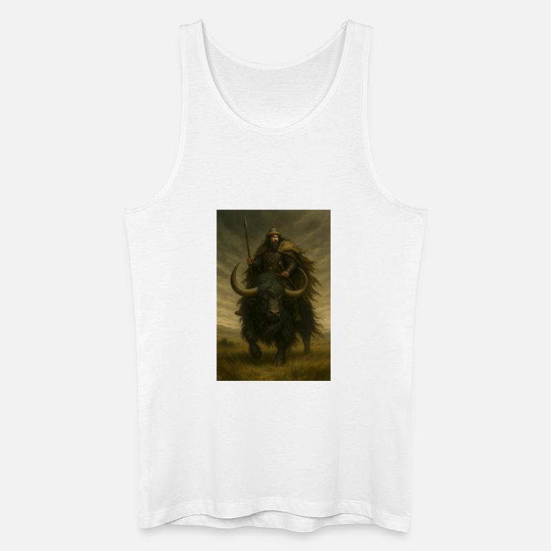Uralter Krieger auf einem mächtigen schwarzen Yak - Männer Bio Tank Top - Weiß