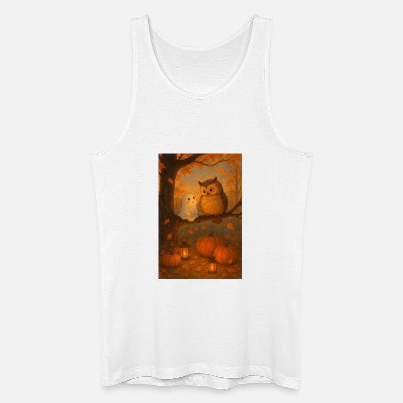 Gespenst mit süßer Eule - Männer Bio Tank Top - Weiß