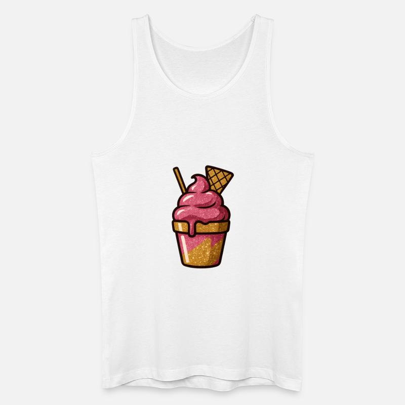 Glitzerndes Pinkes Eisbecher Motiv - Männer Bio Tank Top - Weiß