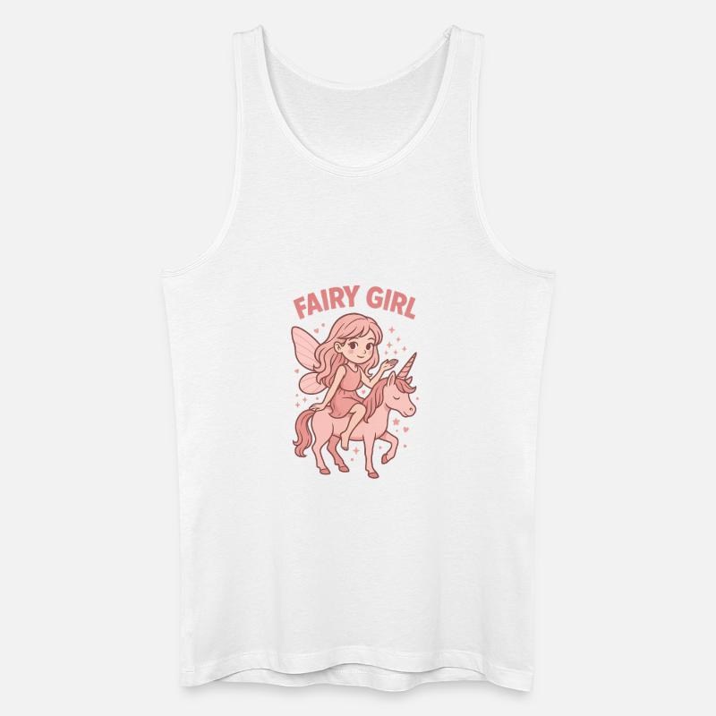Feenreiterin Rosa Einhorn - Männer Bio Tank Top - Weiß