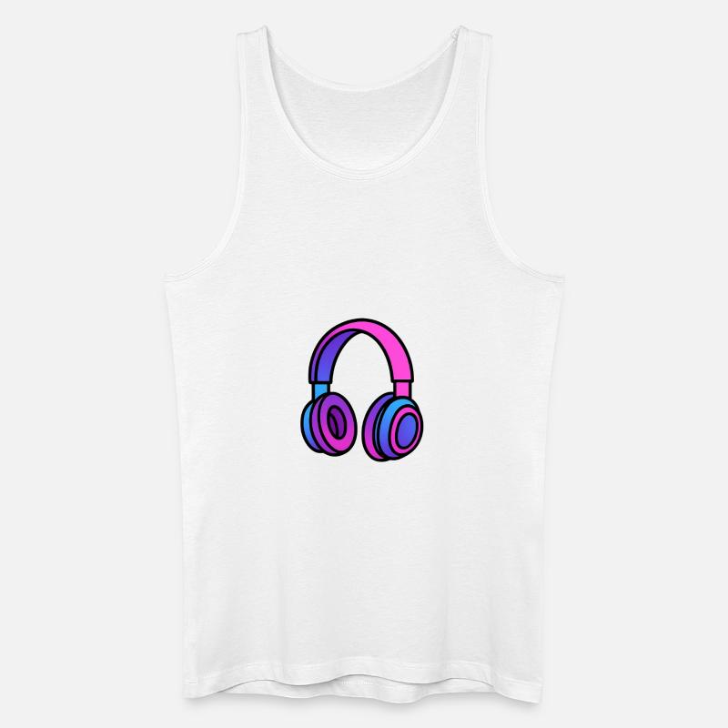 Neon Gradient Kopfhörer Illustration - Männer Bio Tank Top - Weiß