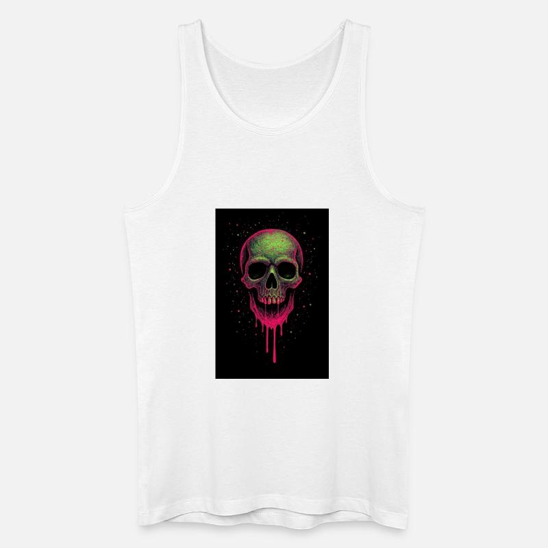 Deathhead – Psychedelischer Neonschädel - Männer Bio Tank Top - Weiß