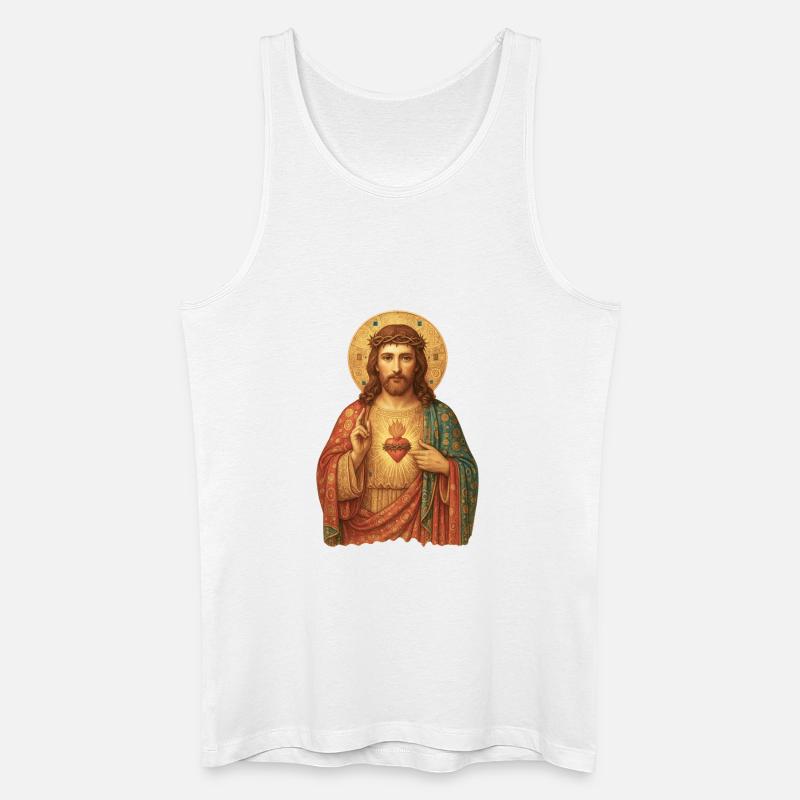 Heiliger Herz Jesu Ikone - Männer Bio Tank Top - Weiß