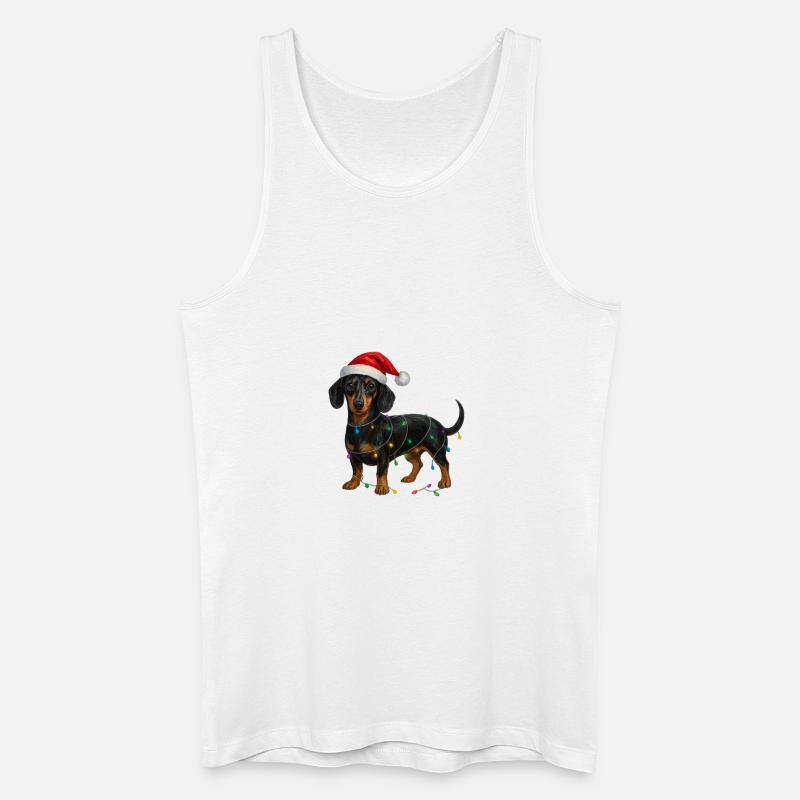 Dackel mit Weihnachtslichterkette - Männer Bio Tank Top - Weiß