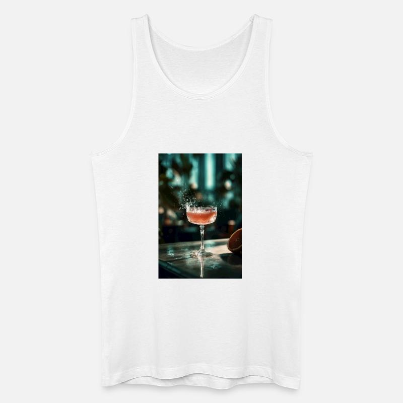 Rosa Cocktail Splash im Coupe-Glas - Männer Bio Tank Top - Weiß