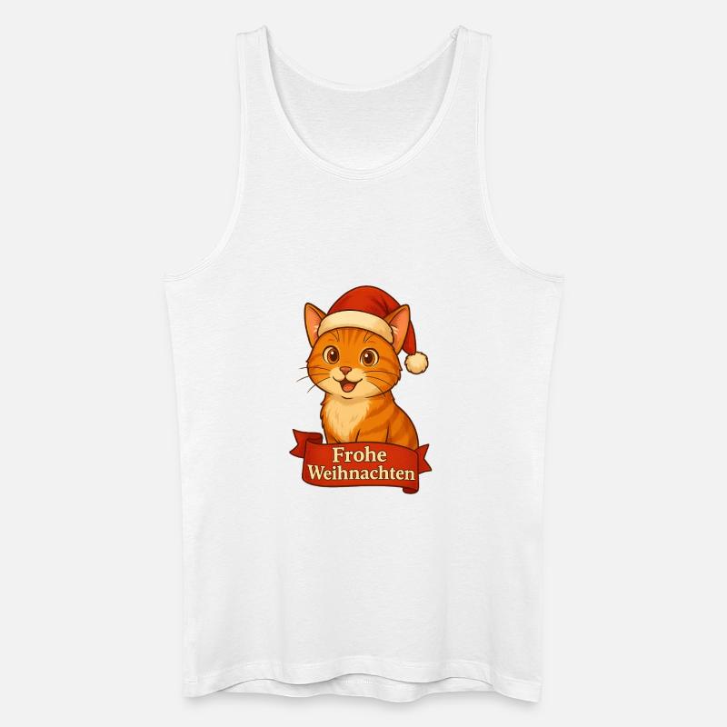 Katzenweihnachtskater mit Santa-Hut - Männer Bio Tank Top - Weiß