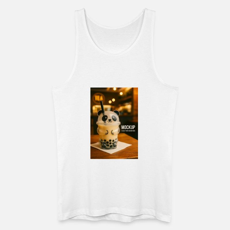 Panda Bubble Tea Cup Illustration - Männer Bio Tank Top - Weiß