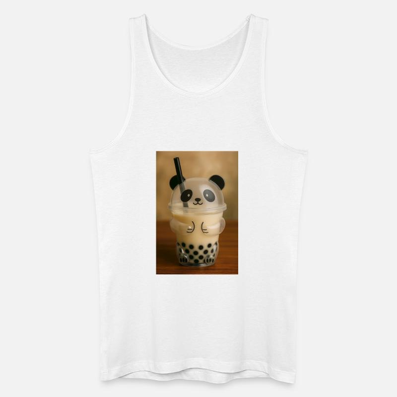 Panda Bubble Tea Cup Grafik - Männer Bio Tank Top - Weiß