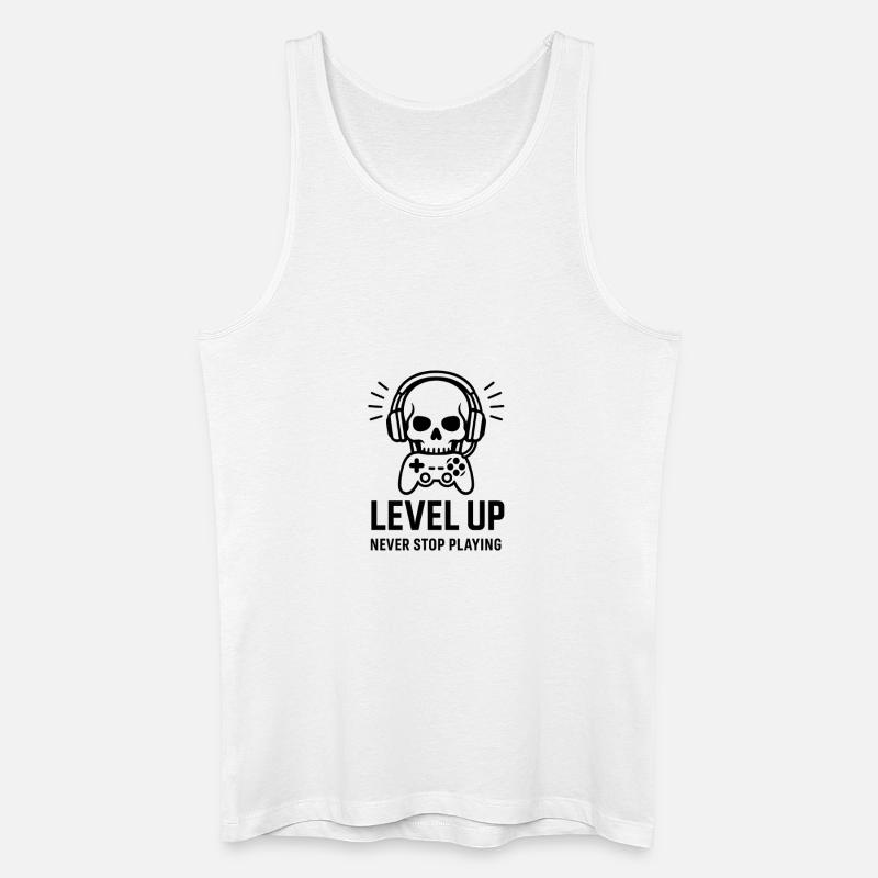 Level Up Schädel Gaming Headset - Männer Bio Tank Top - Weiß