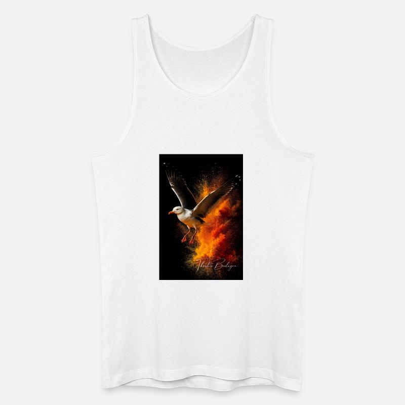 Möwenflug vor Feuerstaub - Männer Bio Tank Top - Weiß
