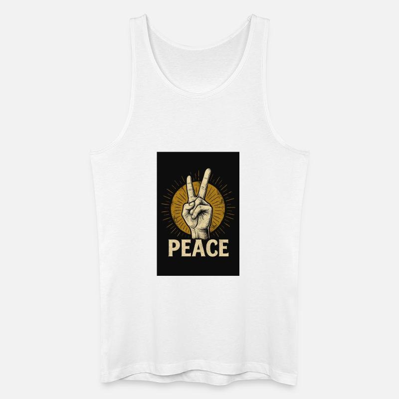 Peace Hand Retro Design - Männer Bio Tank Top - Weiß