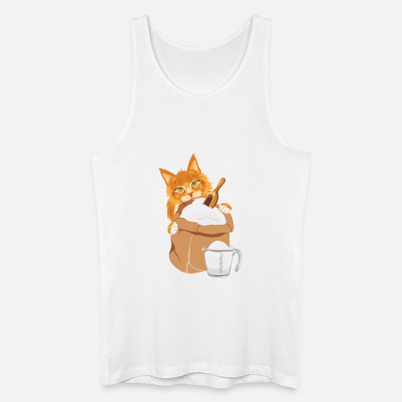 Ginger kat kigger frem bag posen - Økologisk tanktop til mænd - hvid