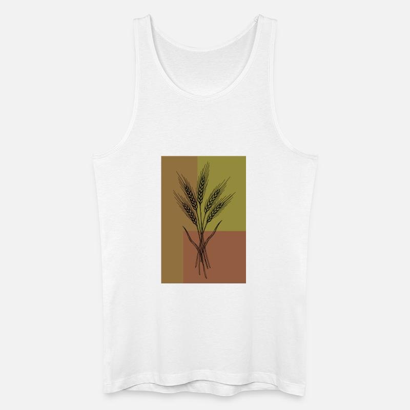 Weizen Ähren Line Art – Botanisches Design - Männer Bio Tank Top - Weiß