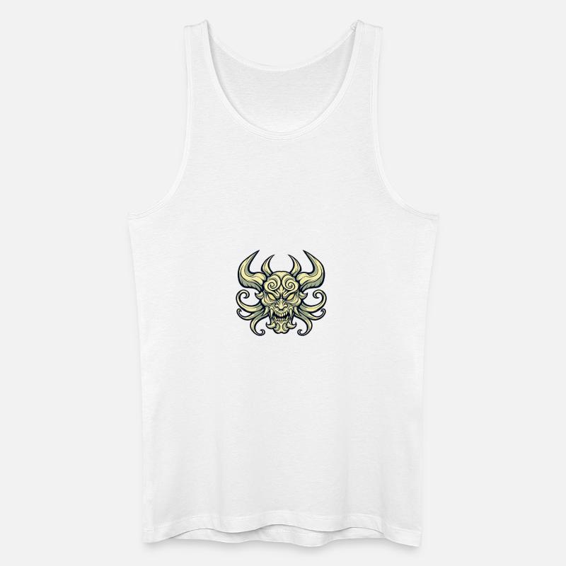 Dämonischer Schädel mit Hörnern - Männer Bio Tank Top - Weiß