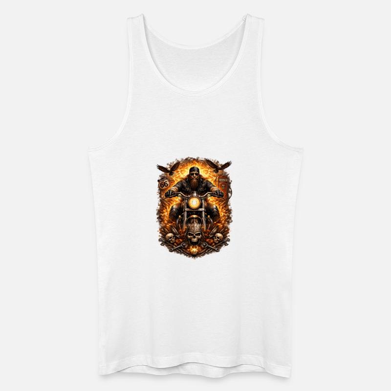 Flammen-Biker Schädel - Männer Bio Tank Top - Weiß