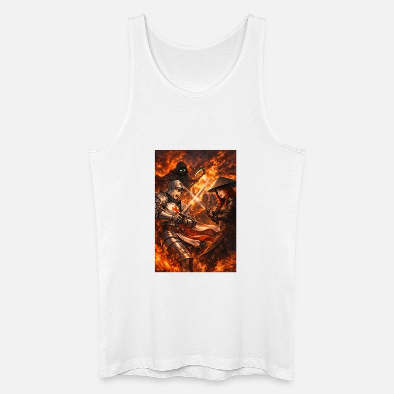 Ritterduell im Feuersturm - Männer Bio Tank Top - Weiß