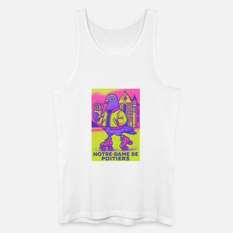 Neon_Pigeon_Roller-Skater - Männer Bio Tank Top - Weiß