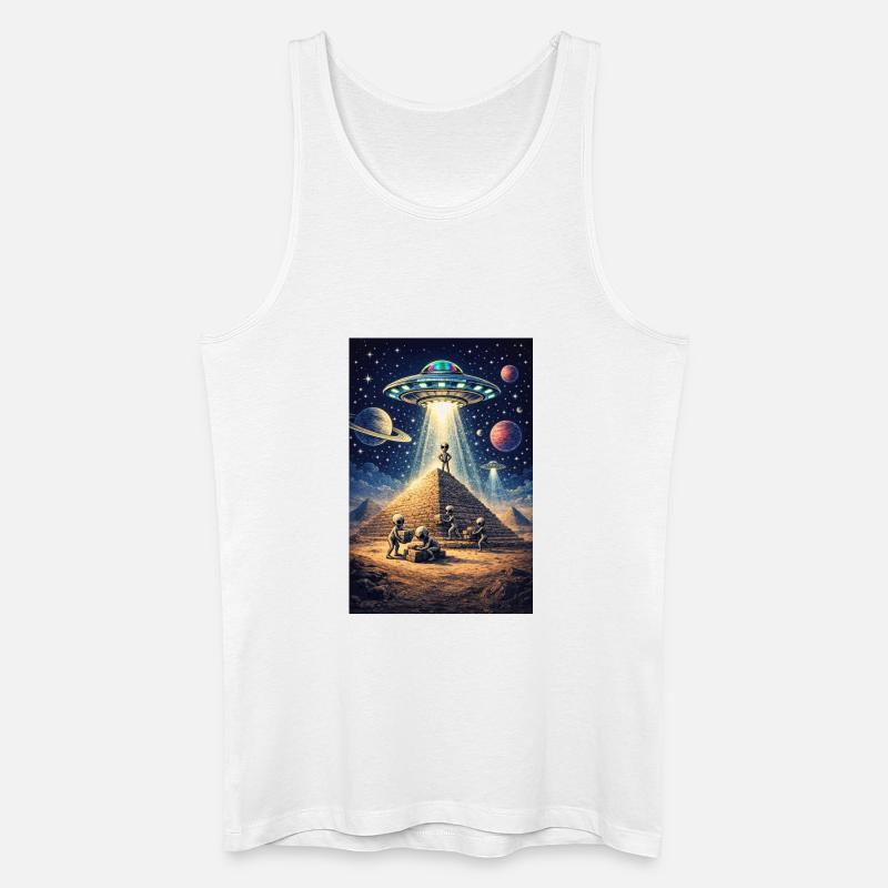 Alien Pyramid UFO - Männer Bio Tank Top - Weiß