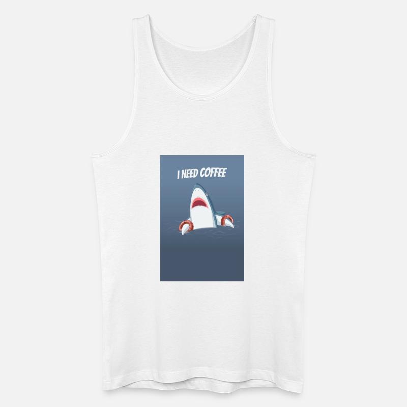 Jeg har brug for kaffe sjovt hajdesign - Økologisk tanktop til mænd - hvid