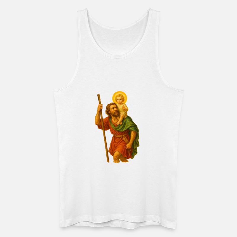 Heiliger Wanderer mit Kind - Männer Bio Tank Top - Weiß