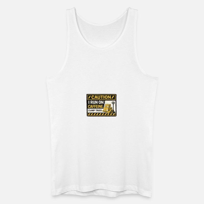 Caffeine Fueled Forklift Patch - Men’s Organic Tank Top - white