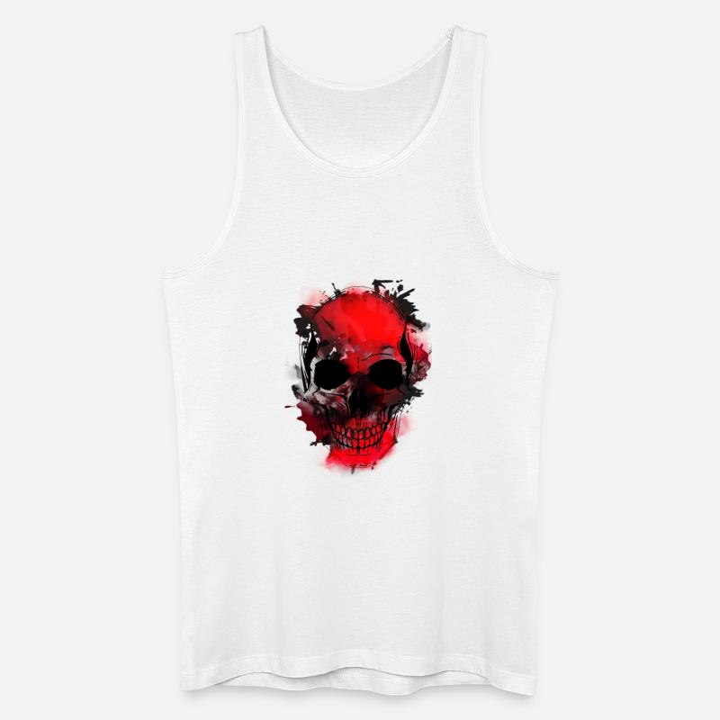 Rotes Schädel-Splash Artwork - Männer Bio Tank Top - Weiß