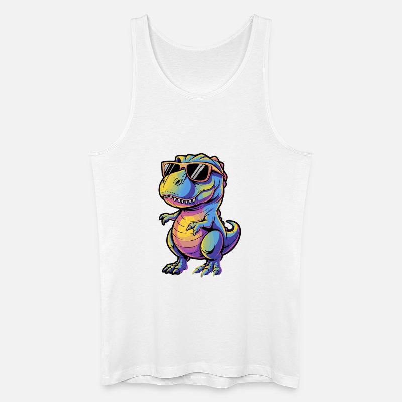 Cooler Dinosaur Mit Sonnenbrille - Männer Bio Tank Top - Weiß