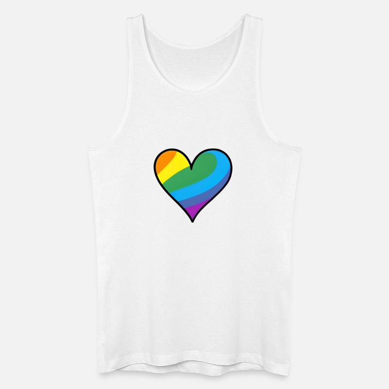 Regenbogenherz Pride Print - Männer Bio Tank Top - Weiß