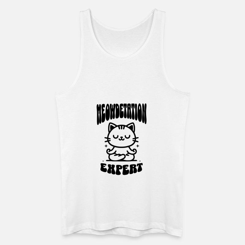 Cat Meowdetation Expert - Männer Bio Tank Top - Weiß