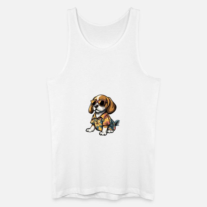 Beagle Hund Comic Urlaub - Männer Bio Tank Top - Weiß