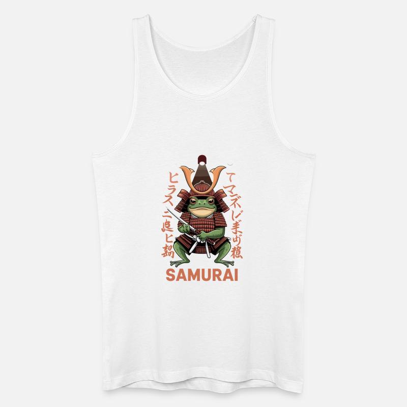 Samurai Frog Warrior Illustration with - Men’s Organic Tank Top - white