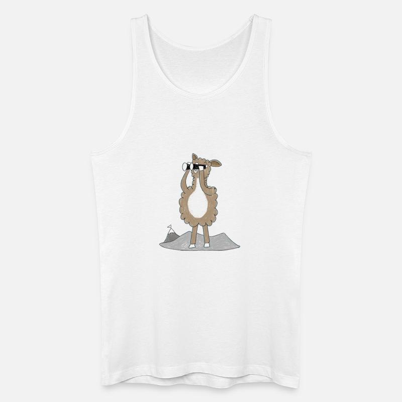 Lama mit Fernglas - Männer Bio Tank Top - Weiß